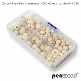 ZESTAW KORALIKÓW DREWNIANYCH ZKD-01, Koraliki, Art. kreatywne
