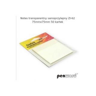 NOTES TRANSP.SAMOPRZ.ZI-62 75x75mm.50k., Karteczki samoprzylepne, Galanteria papiernicza