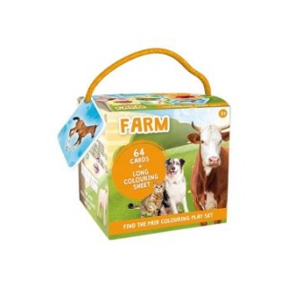 JM GRA MEMORY + KOLOROWANKA FARM 64 KARTY, Domino i memos, Gry