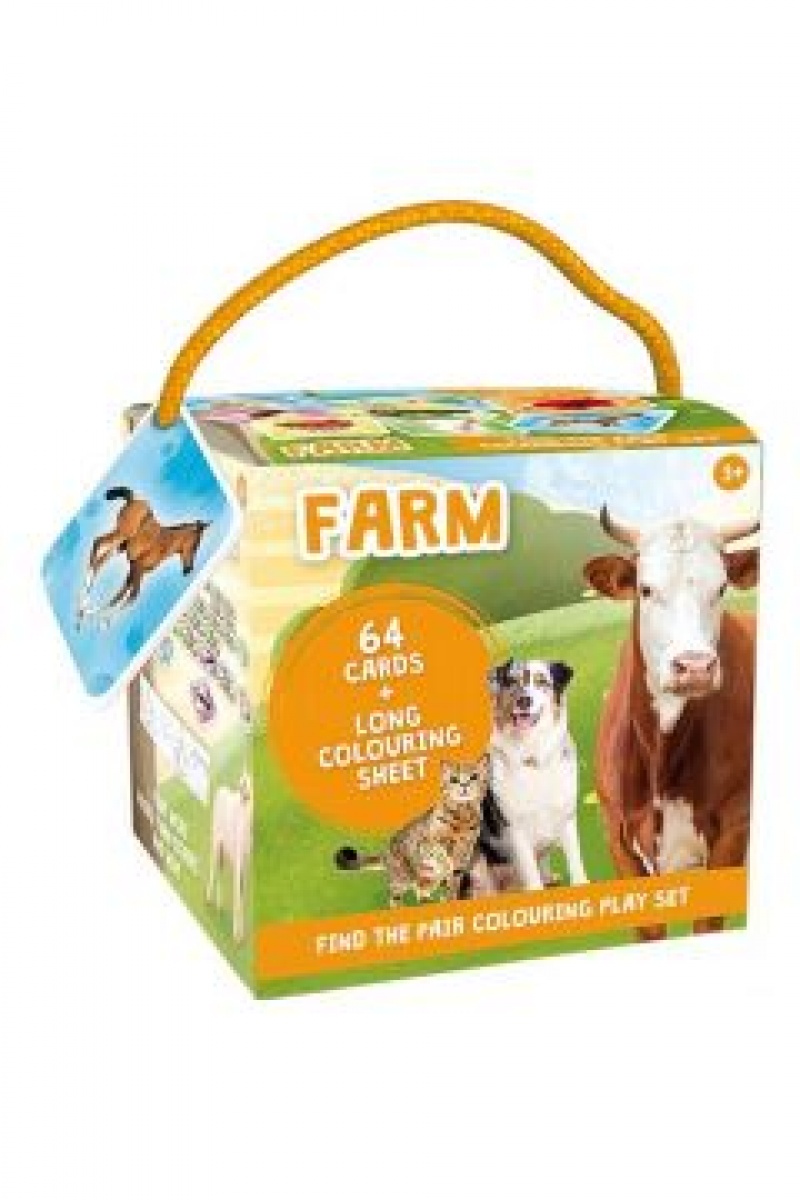JM GRA MEMORY + KOLOROWANKA FARM 64 KARTY, Domino i memos, Gry