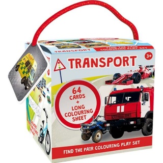 JM GRA MEMORY + KOLOROWANKA TRANSPORT 64 KARTY, Domino i memos, Gry