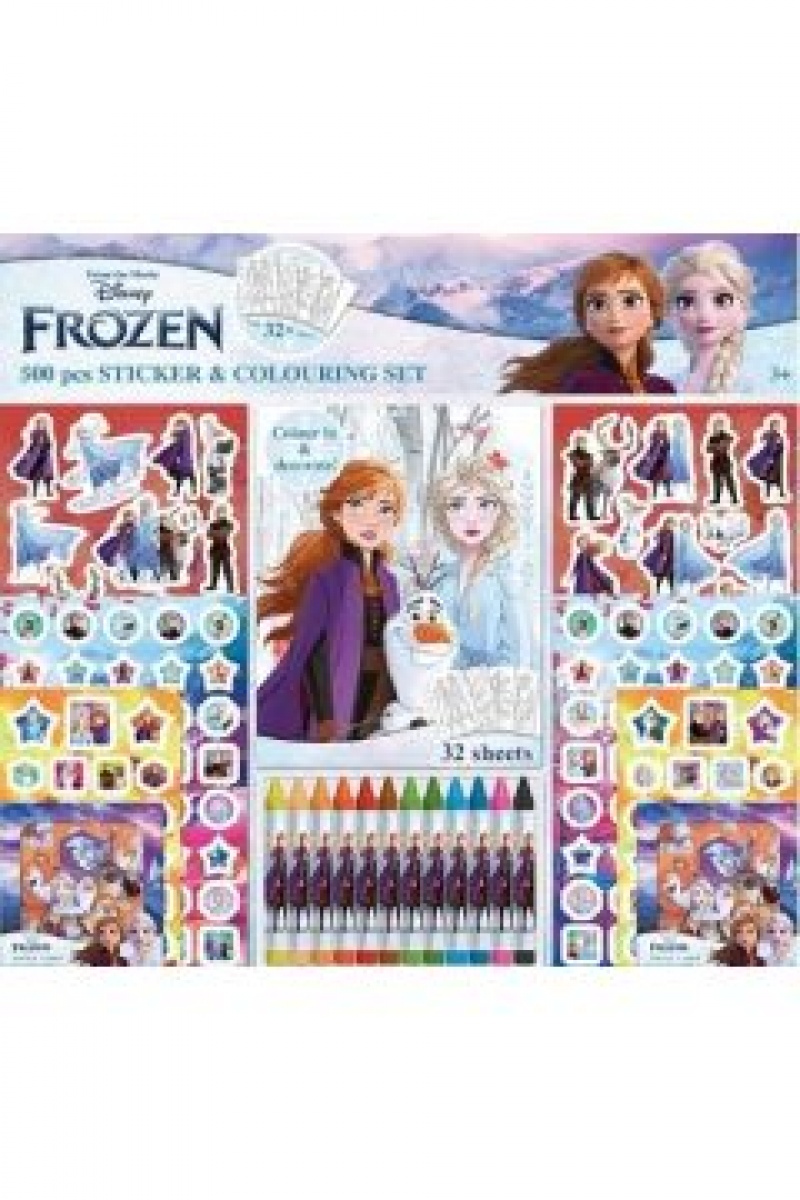 JM ZESTAW DO KOLOROWANIA I WYKLEJANIA 500 FROZEN, Kolorowanki, Książeczki