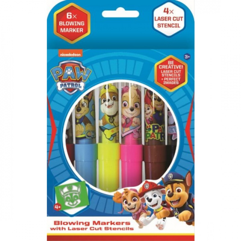 JM DMUCHANE MARKERY PAW PATROL ZESTAW 6 SZT + 4 SZ, Pozostałe, Art. kreatywne