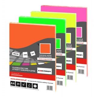 ETYKIETY SAMOPRZ.A4 FLUO ZIELONE 25ark., Etykiety samoprzylepne i inne, Galanteria papiernicza