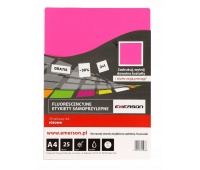 ETYKIETY SAMOPRZ.A4 FLUO RÓŻOWE 25ark., Etykiety samoprzylepne i inne, Galanteria papiernicza