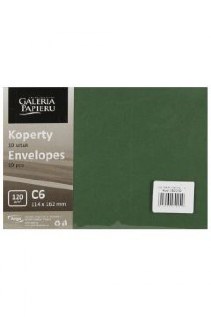 KOPERTA OZD. C6 120g GŁADKI ZIELONY K 10szt., Koperty kolorowe i ozdobne, Koperty i akcesoria do wysyłek