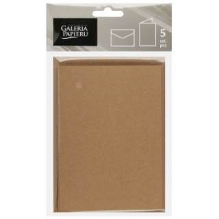 BAZA DO KARTEK,KARN.I KOPERTA C6 KRAFT C.BEŻ.5szt., Papiery specjalne, Papier