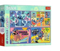 Puzzle 4x250 - Niezwykly Stitch !!, 4w1, Puzzle