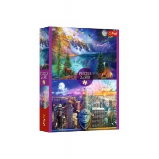 Puzzle 2x500 - Wycieczka po Ameryce !!, 2w1, Puzzle