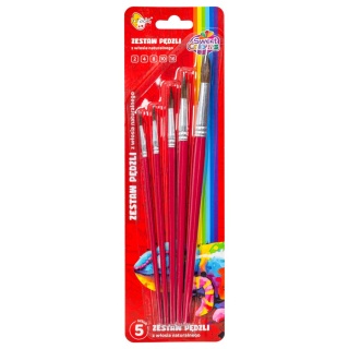 ZESTAW PĘDZLI Z WŁOSIA NAT. 5szt.NR 2,4,8,10,16, Pędzle, Plastyka