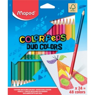 KREDKI OŁÓWKOWE DWUSTRONNE 24=48 COLOR'PEPS, Kredki ołówkowe, Plastyka