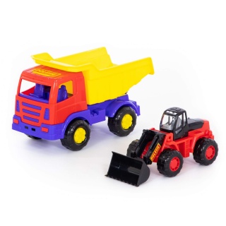 MIRAŻ SAMOCHÓD WYWROTKA + TRAKTOR ŁADOWARKA !!, Pojazdy, Zabawki