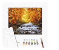 Paint by numbers BRUSHME, 40x50 cm, waterfall in autumn gilding, 1 pcs.