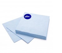 Napkins AHA, 3-layer, folding 1/4, 33x33cm, 20 pcs, pastel blue