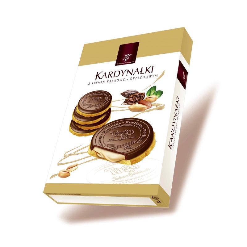 Kardynałki kakaowo-orzechowe TAGO, w polewie, 180g, Ciastka, Artykuły spożywcze