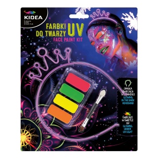 FARBKI DO TWARZY UV+OPASKA ŚWIECĄCA W CIEMN.KIDEA, Halloween, Art. świąteczne i okolicznościowe