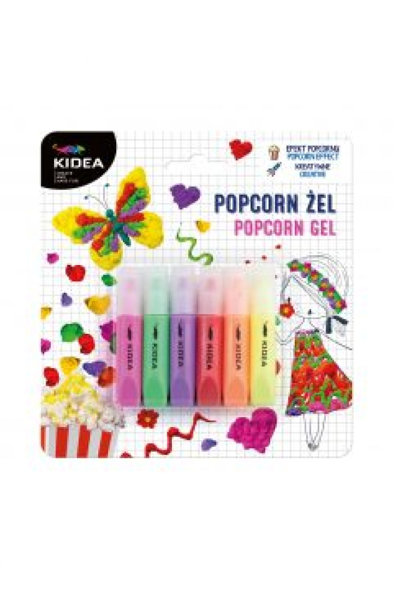POPCORN ŻEL 6 KOLORÓW KIDEA, Kreatywne, Zabawki