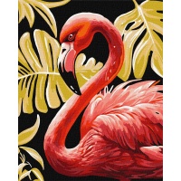 Paint by numbers IDEYKA, 40x50 cm, metallic, elegant flamingo, 1 pc, in a box