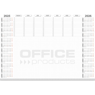 Podkładka na biurko OFFICE PRODUCTS, planer 2025/2026, biuwar 594x420mm A2 ,52k., biała, Podkładki na biurko, Wyposażenie biura