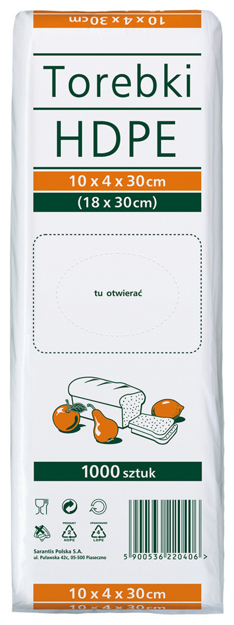 Food bags SARANTIS, HDPE, 10x4x30cm, 1000 pcs, transparent Food bags SARANTIS, HDPE, 10x4x30cm, 1000 pcs, transparent, Pouches and foil bags, Cleaning & Janitorial Supplies and Dispensers