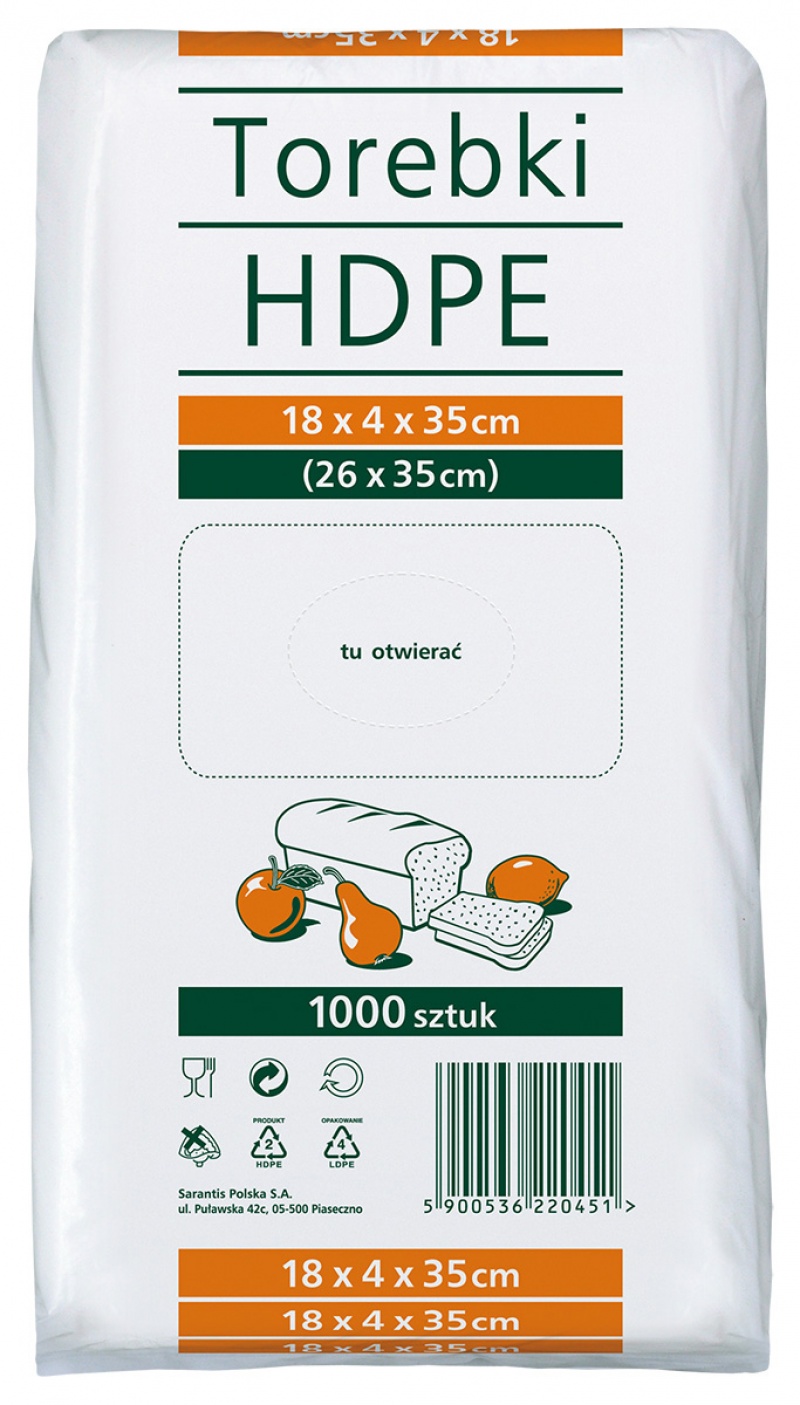 Food bags SARANTIS, HDPE, 18x4x35cm, 1000 pcs, transparent Food bags SARANTIS, HDPE, 18x4x35cm, 1000 pcs, transparent, Pouches and foil bags, Cleaning & Janitorial Supplies and Dispensers