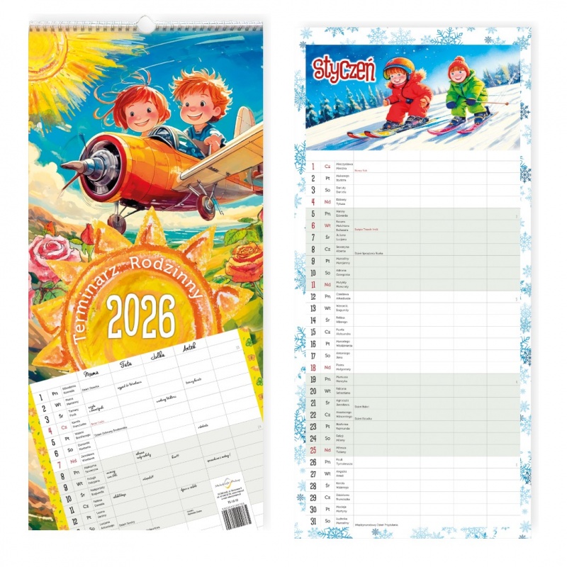 TERMINARZ RODZINNY 218x471 12k.2026, Ścienne, Kalendarze
