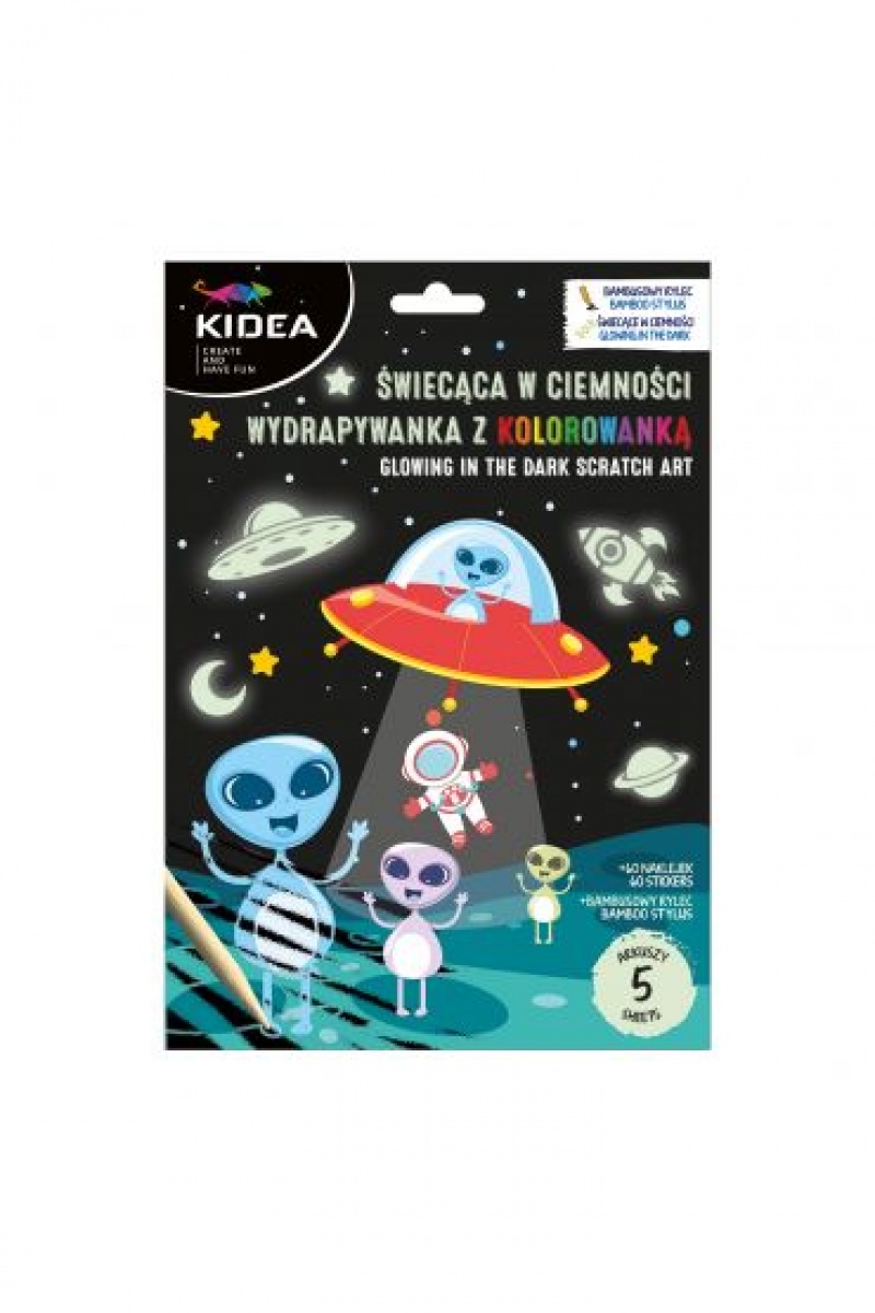ŚWIECĄCA W CIEMNOŚCI WYDRAP.Z KOLOR.KOSMOS KIDEA, Zdrapywanki, Książeczki