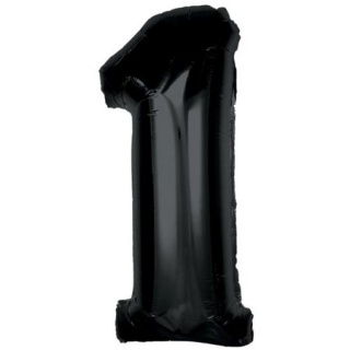 BALON FOLIOWY SMART CYFRA 1 CZARNA 92cm., Balony, Art. na okazje i przyjęcia