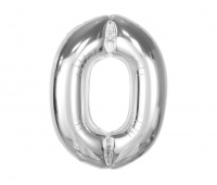BALON FOLIOWY SMART CYFRA 0 SREBRNA 92cm.