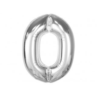 BALON FOLIOWY SMART CYFRA 0 SREBRNA 92cm., Balony, Art. na okazje i przyjęcia