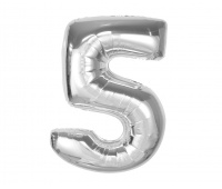 BALON FOLIOWY SMART CYFRA 5 SREBRNA 92cm.