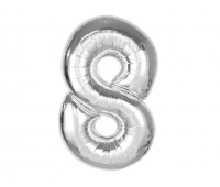 BALON FOLIOWY SMART CYFRA 8 SREBRNA 92cm.