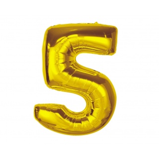 BALON FOLIOWY SMART CYFRA 5 ZŁOTA 92cm., Balony, Art. na okazje i przyjęcia
