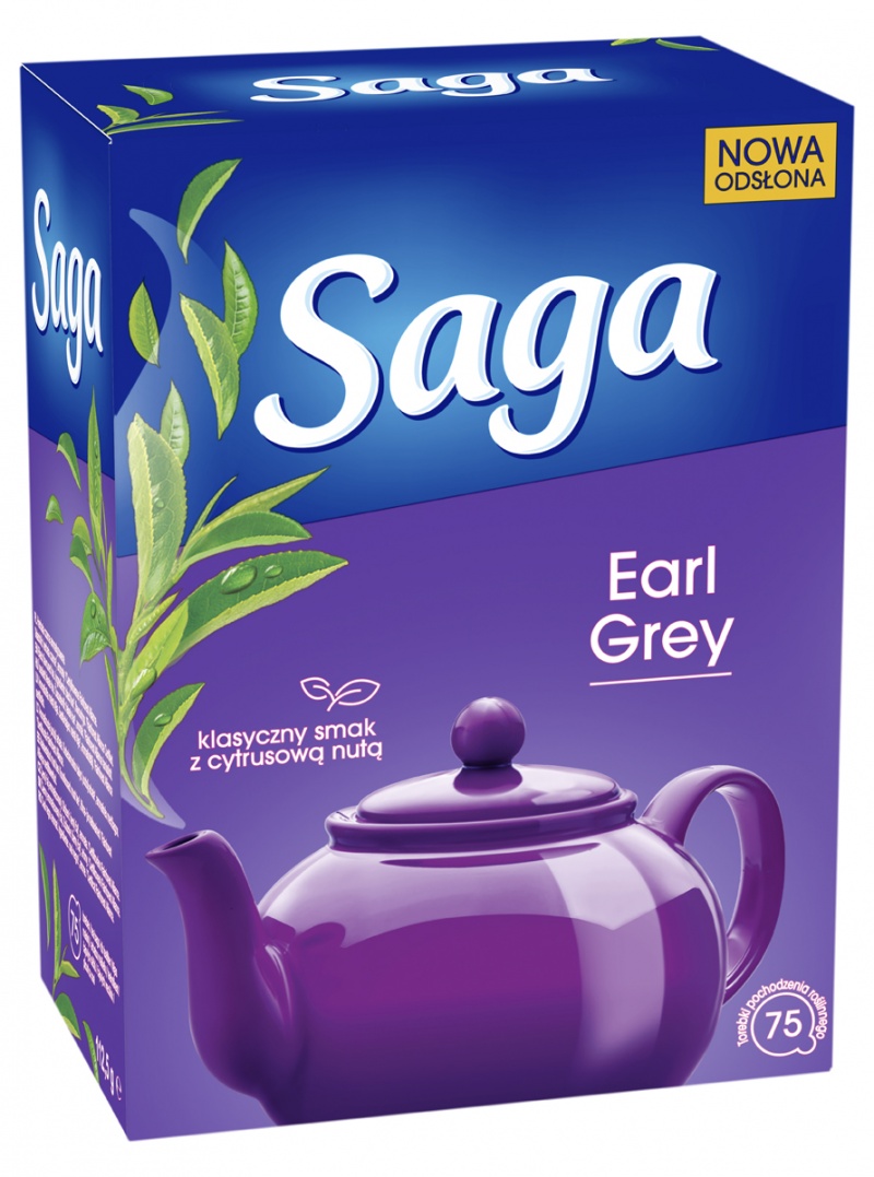 Herbata SAGA, czarna, Earl Grey, 75 torebek, Herbaty, Artykuły spożywcze