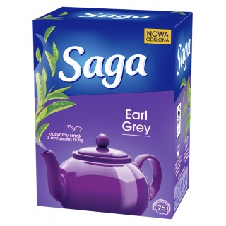 Herbata SAGA, czarna, Earl Grey, 75 torebek, Herbaty, Artykuły spożywcze