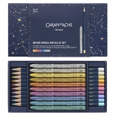 Crayons CARAN D'ACHE Cosmic Blue, in the box, 20 pcs, mix of metallic colors