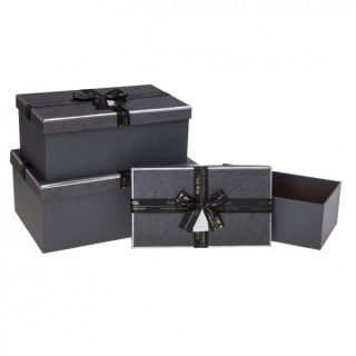 Zest. Pudełek PUG-23243-PR BLACK set 3 pcs, Pudełka, kuferki, Art. dekoracyjne i prezentowe