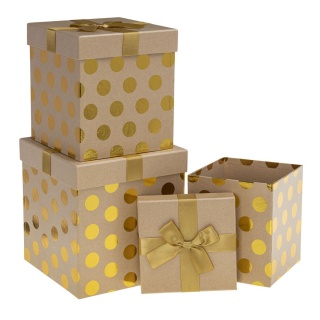 Zest. Pudełek PUG-24104-KW GOLD set 3 pcs, Pudełka prezentowe, Art. dekoracyjne i prezentowe