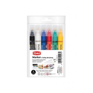 MARKER AKRYLOWY MIX 6KOL., Markery olejowe i lakierowe, Art. do pisania i korygowania