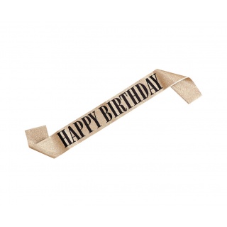SZARFA "HAPPY BIRTHDAY" ZŁOTA, Dekoracje, ozdoby, Art. na okazje i przyjęcia