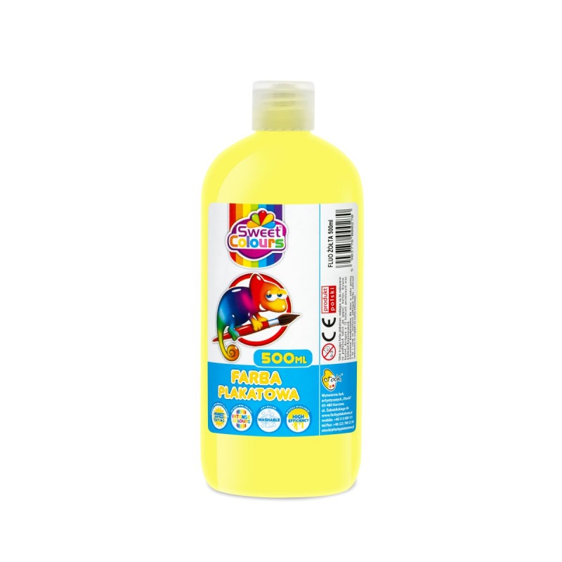 FARBA PLAKATOWA 500ML.SWEET COL.FLUO Ż&Oacute;ŁTA, Farby, Plastyka