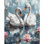 Paint by numbers IDEYKA, 40x50 cm, swans in love, 1 pc, in a box