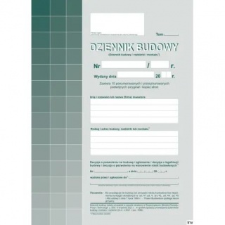 DZIENNIK BUDOWY A4, Druki akcydensowe, Galanteria papiernicza