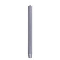 Long ribbed dinner candle DONAU HOME, lacquered, 25x300 mm, 4 pcs, silver