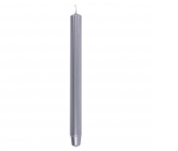 Long ribbed dinner candle DONAU HOME, lacquered, 25x300 mm, 4 pcs, silver