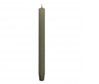 Long ribbed dinner candle DONAU HOME, 25x300 mm, 4 pcs, khaki