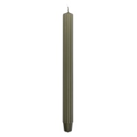 Long ribbed dinner candle DONAU HOME, 25x300 mm, 4 pcs, khaki