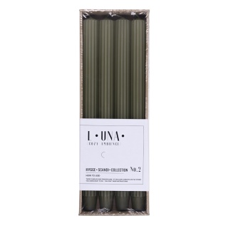 Świeca stołowa długa ryflowana DONAU HOME, 25x300 mm, 4 szt., khaki, Świece, Wyposażenie biura