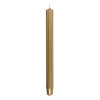 Long ribbed dinner candle DONAU HOME, lacquered, 25x300 mm, 4 pcs, gold