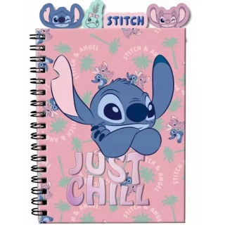 NOTES A5 NA SPIRALI Z ZAKŁADKAMI STITCH DS24GW-363, Notesy szkolne, Zeszyty i bloki